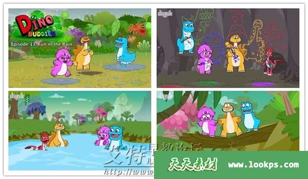 Little Fox英语动画片《Dino Buddies 小恐龙朋友们》全44集下载 mp4/720p 百度云网盘-天天素材网