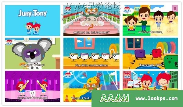 英语启蒙儿歌动画《Jony & Tony 朱妮托尼》161集下载 mp4/720p/英文字幕 百度网盘-天天素材网