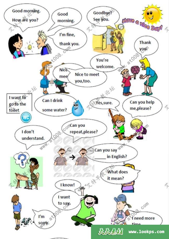 Classroom Language 课堂用语海报共10册下载 PDF高清彩页可打印 百度云网盘-天天素材网